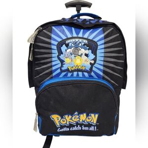 Vintage 2000s Nintendo Pokemon Water Type Pokemon Rolling Backpack Luggage
